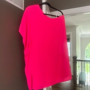 Show me your mumu Vibrant Pink Women's Top. One shoulder hard to photograph